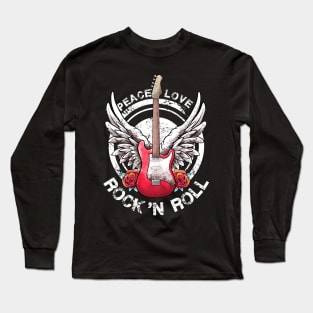 Lets Rock Rock&Roll Electric Guitars Vintage Rock Concert Long Sleeve T-Shirt